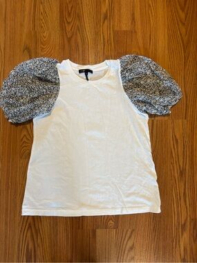 Maje Floral Puff Sleeve Cotton T-Shirt